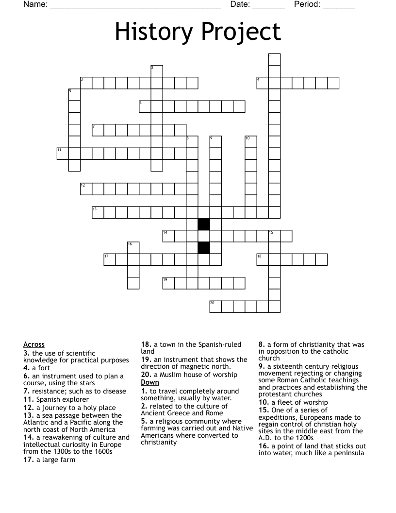 History Project Crossword