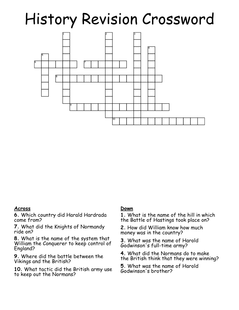History Revision Crossword