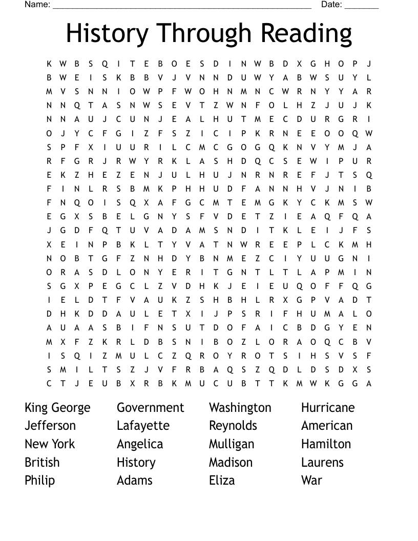 History Through Reading Word Search
