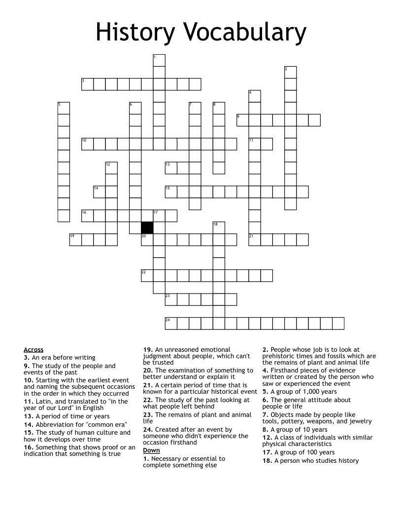 History Vocabulary Crossword