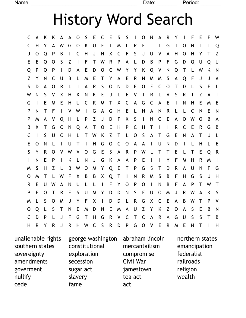 History Word Search