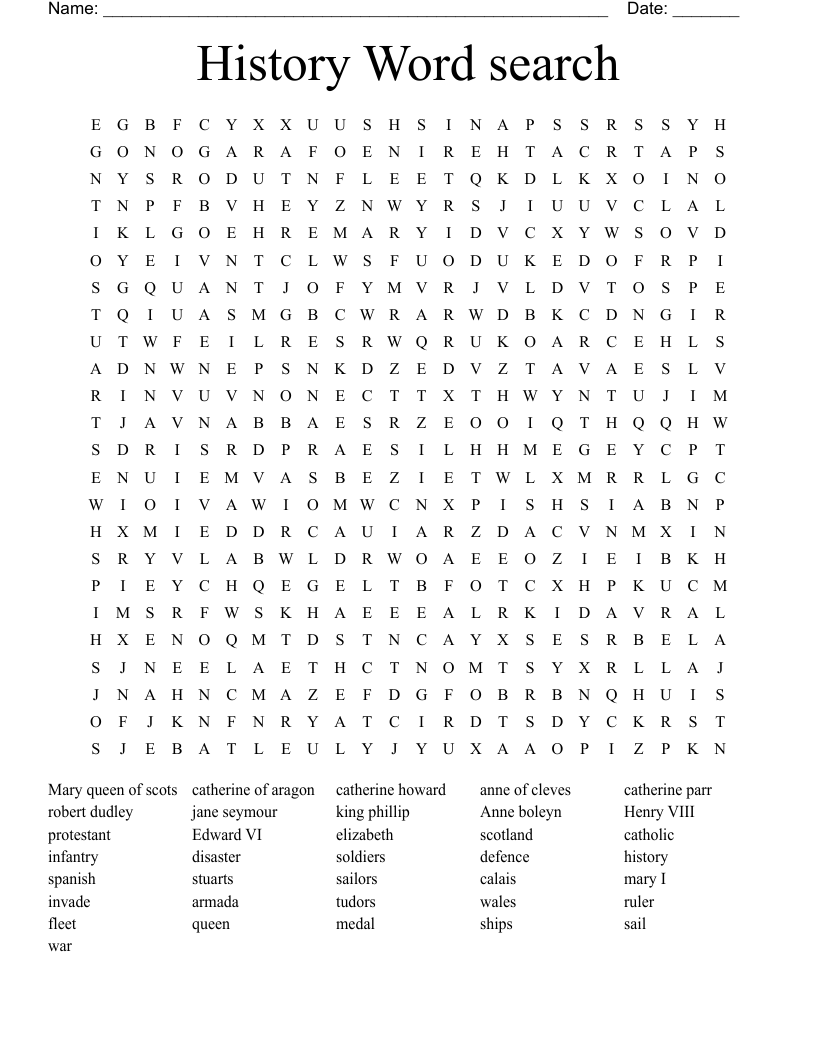 History Word search 