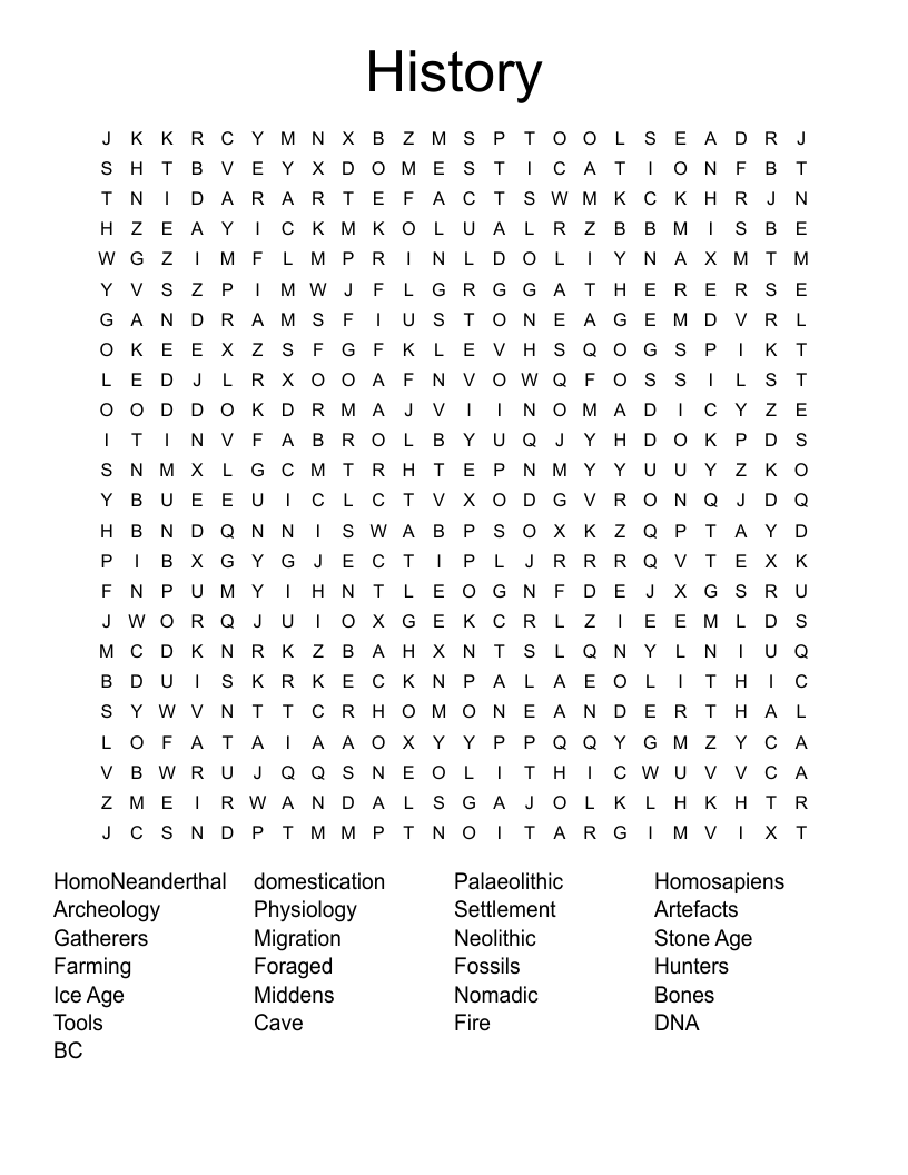 History  Word Search