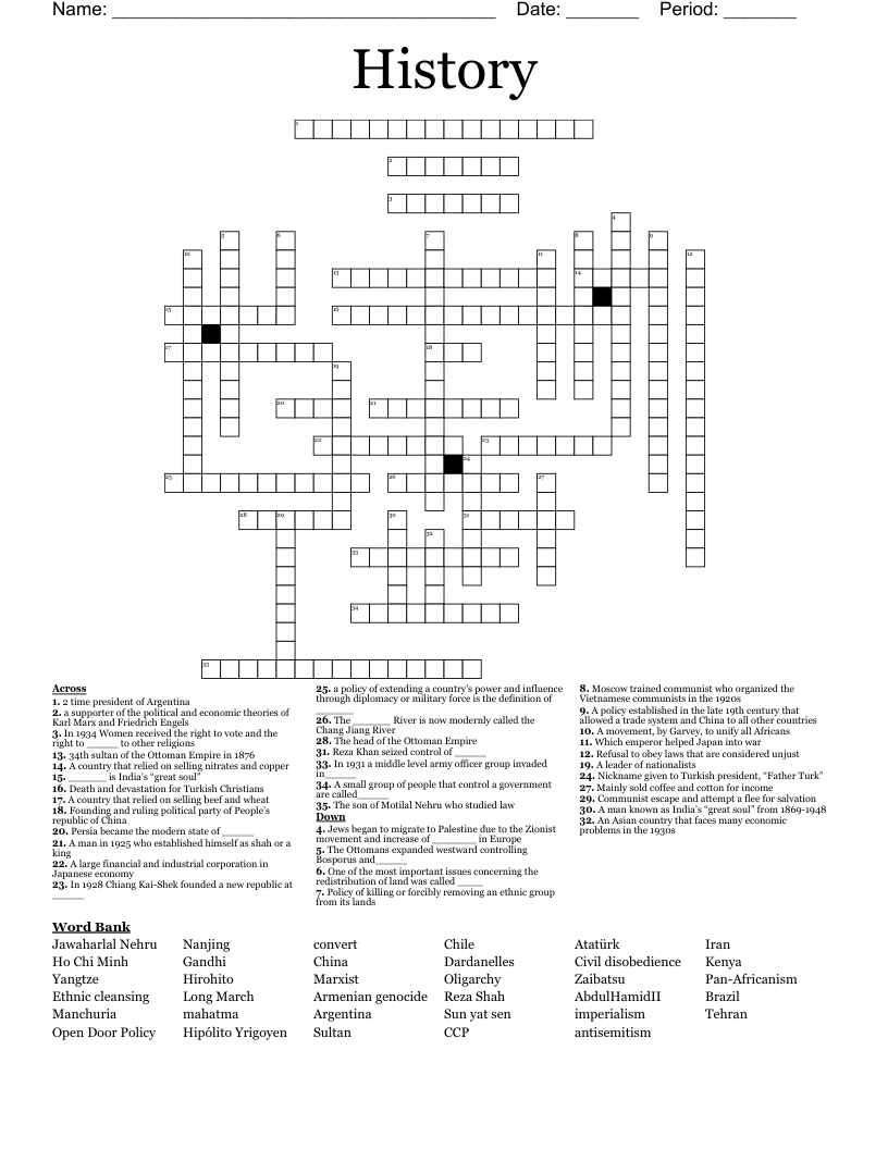 History  Crossword