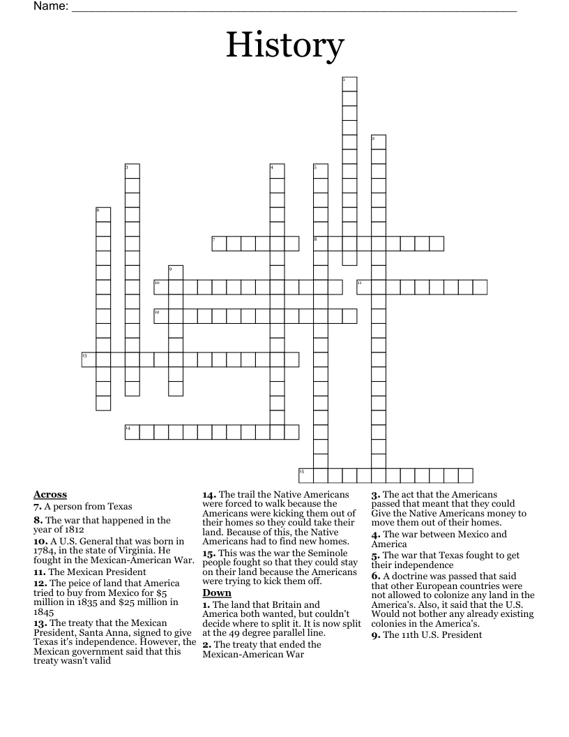 History  Crossword