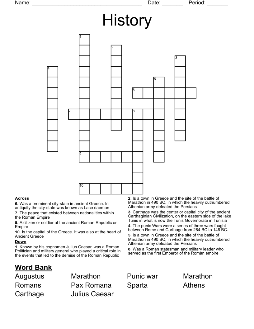History  Crossword