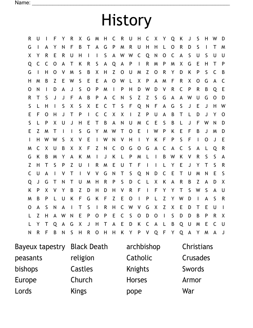History  Word Search