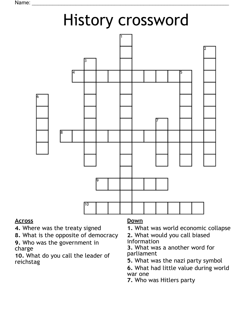 History crossword