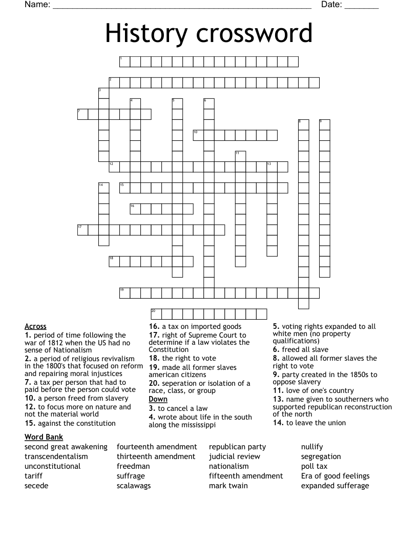 History crossword
