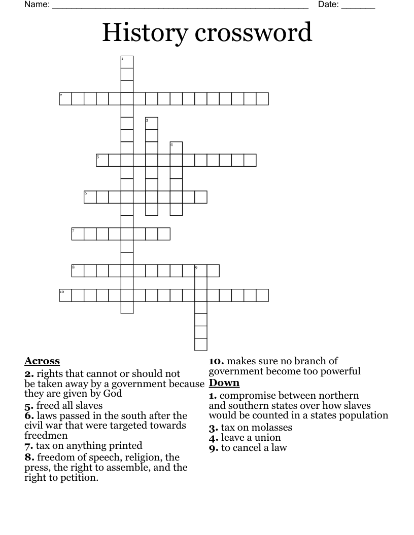 History crossword