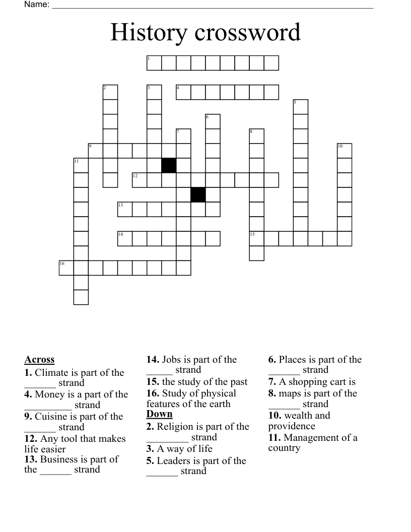 History crossword