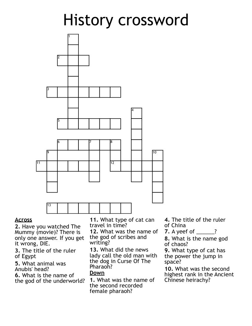 History crossword