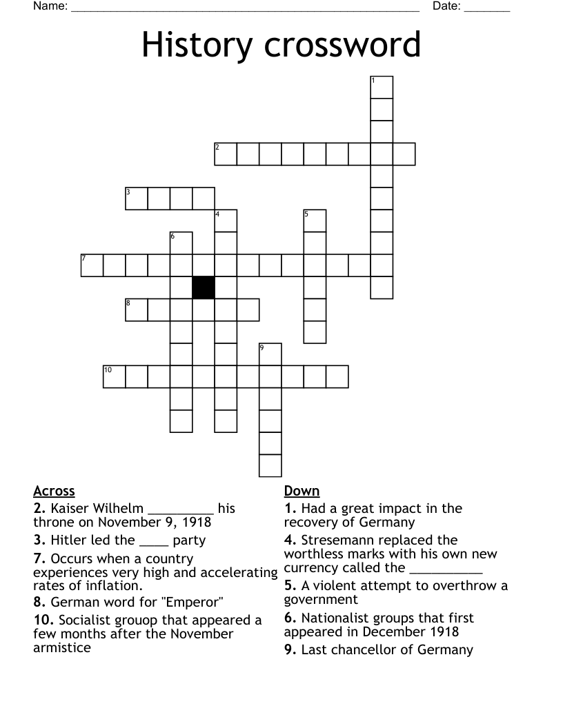 History crossword