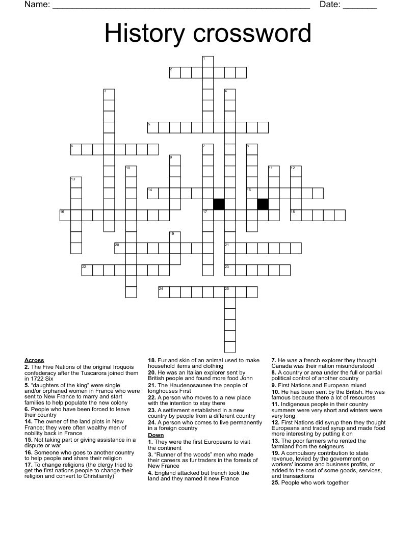 History crossword