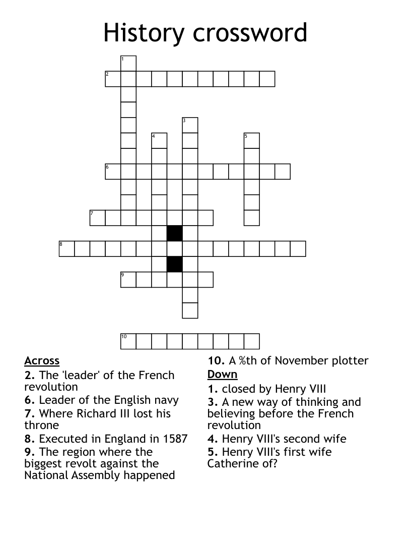 History crossword