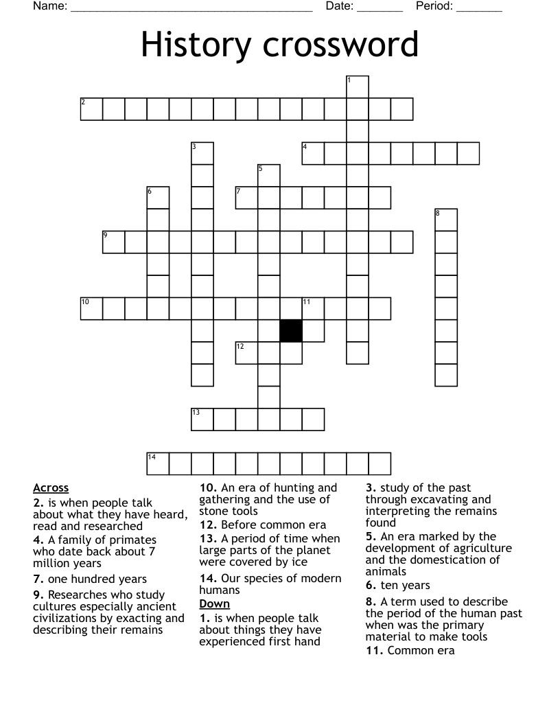 History crossword