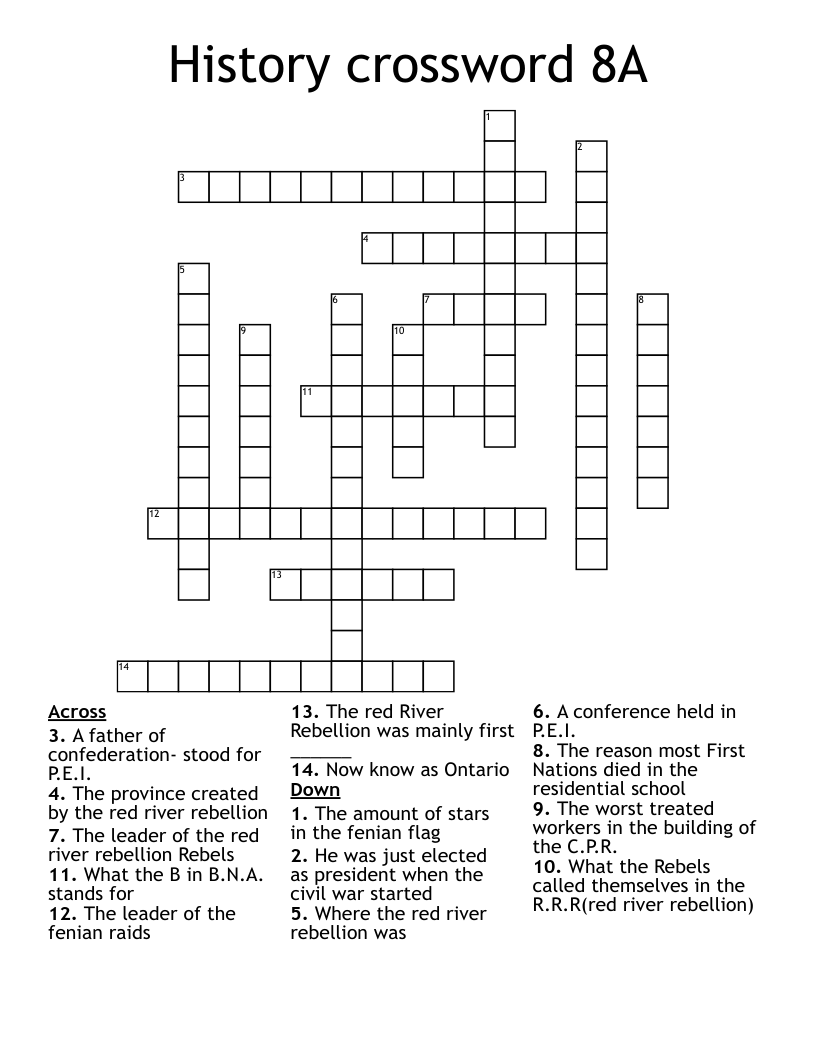 History crossword 8A