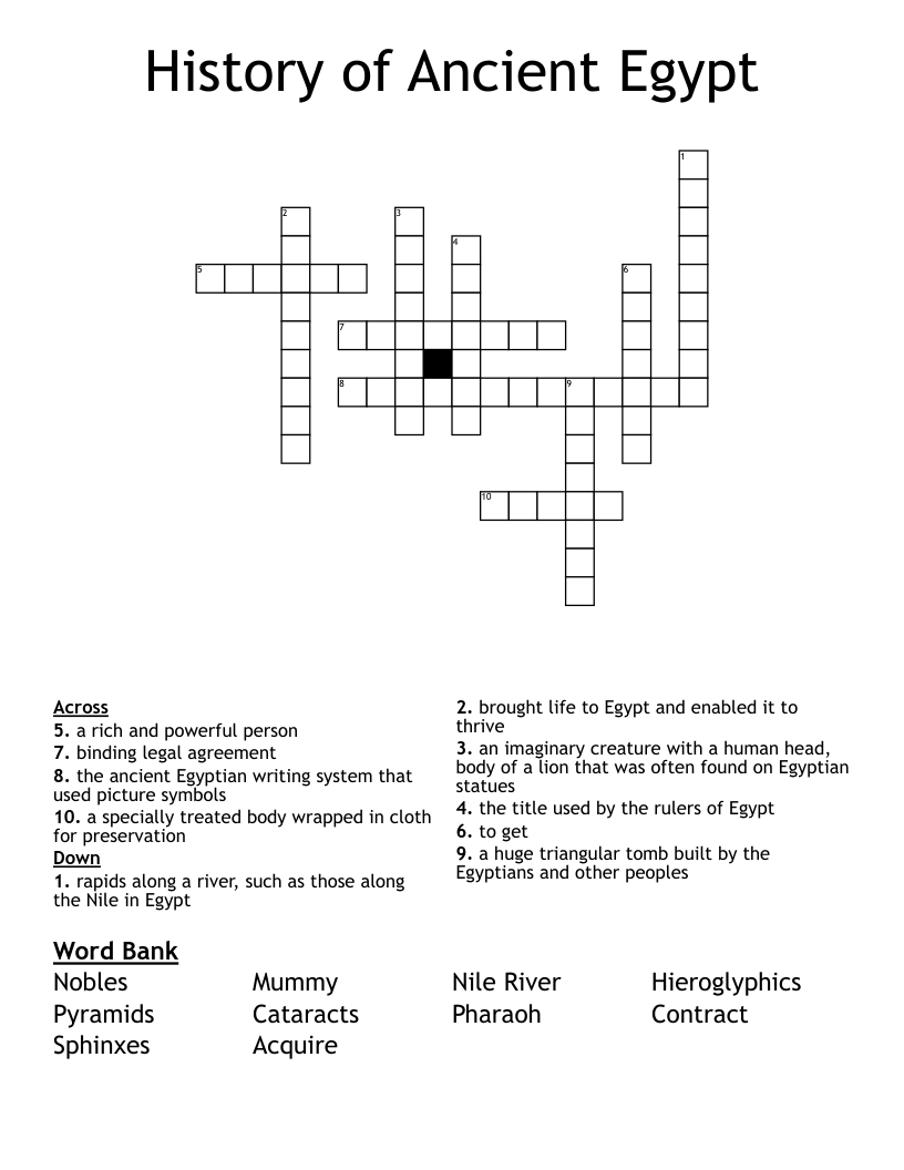 History of Ancient Egypt Crossword