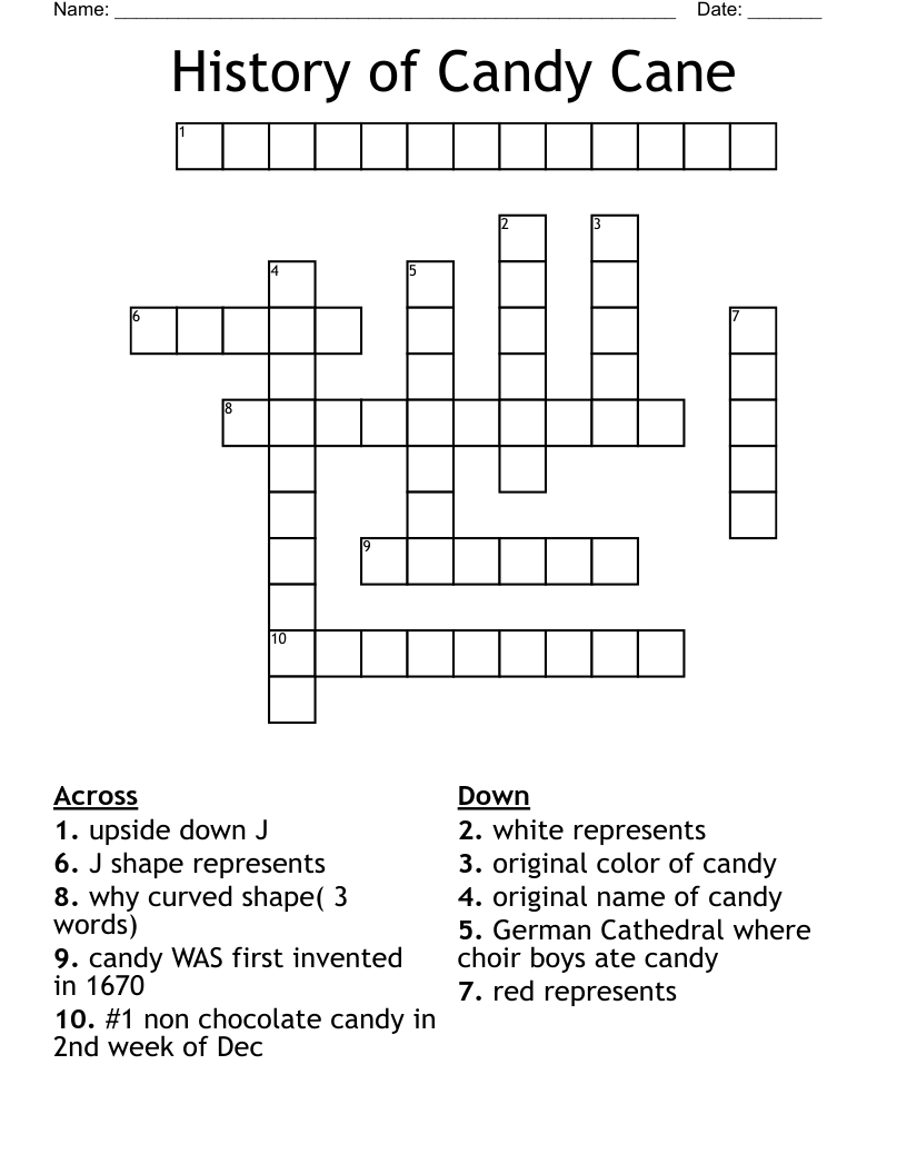 History of Candy Cane Crossword