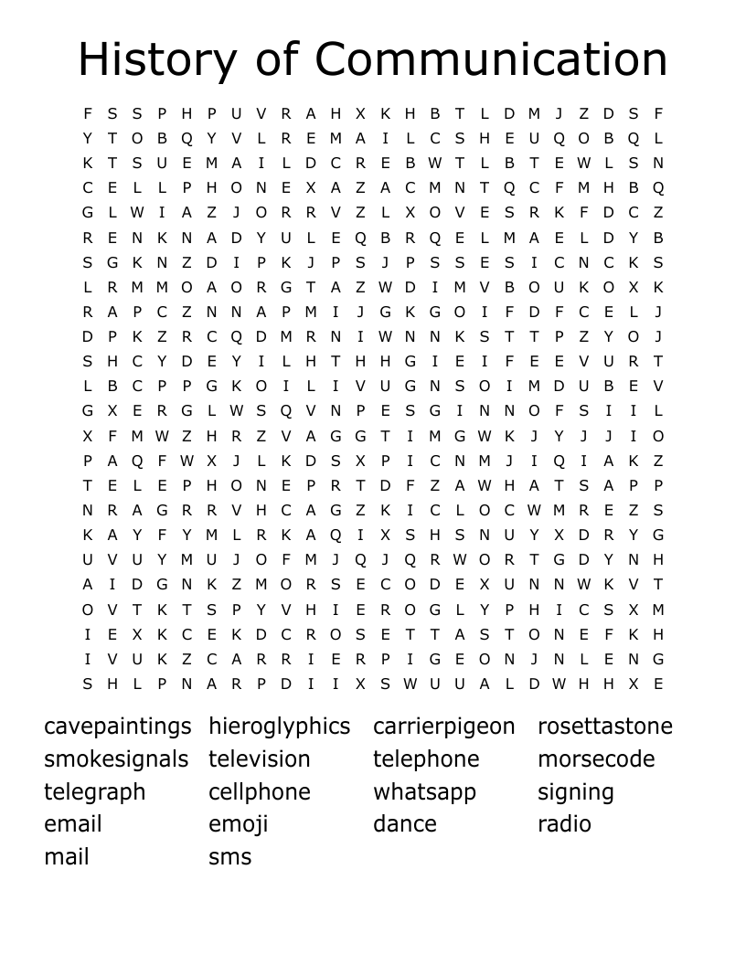 History of Communication Word Search