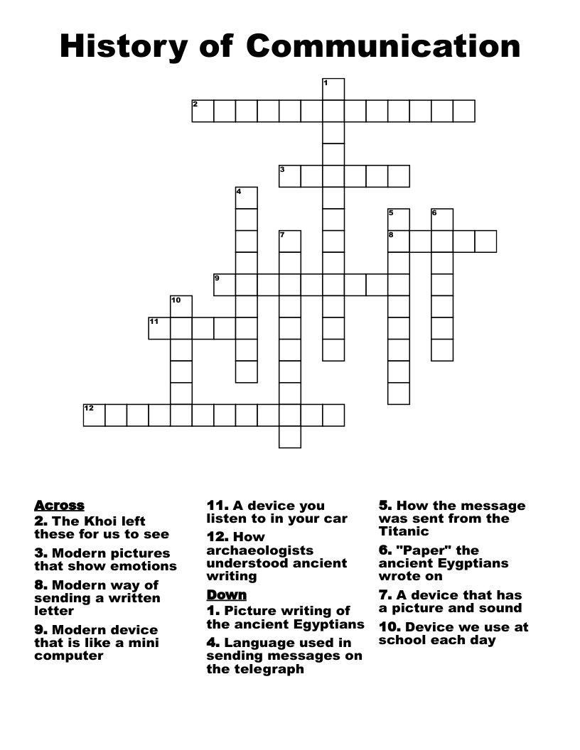 History of Communication Crossword