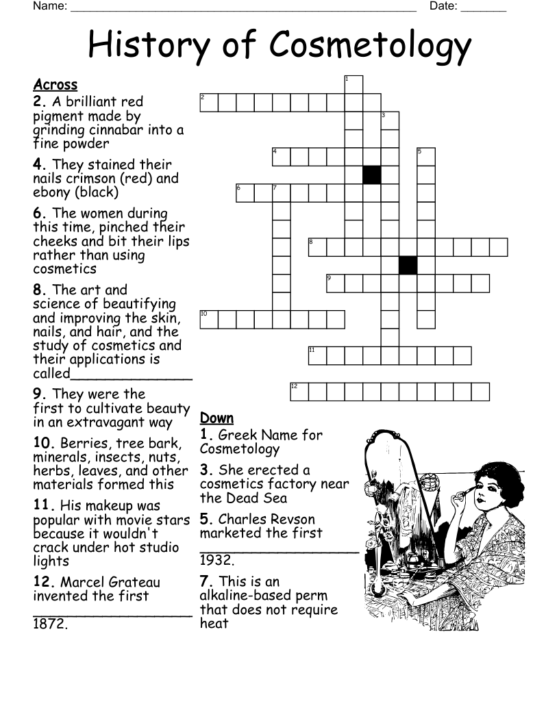 History of Cosmetology Crossword