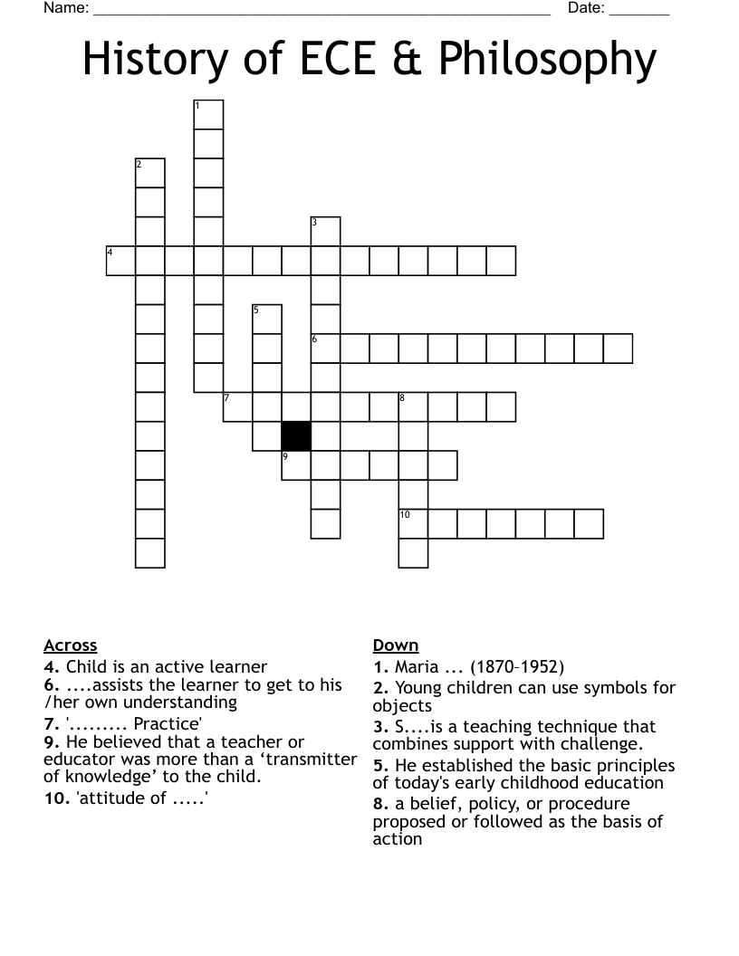 History of ECE & Philosophy Crossword