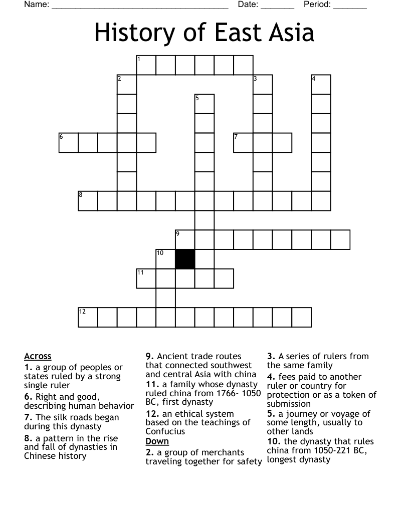 History of East Asia Crossword