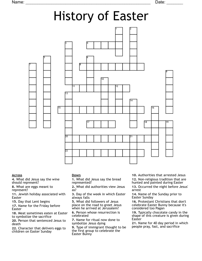 History of Easter Crossword