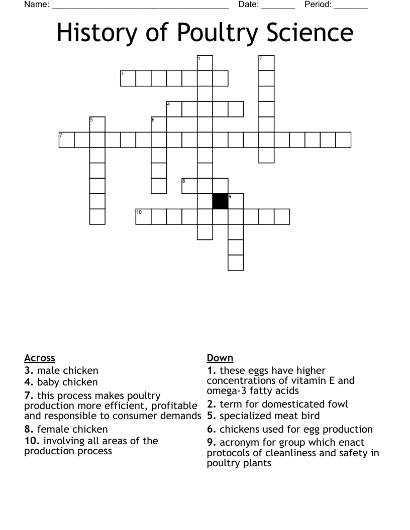 History of Poultry Science Crossword