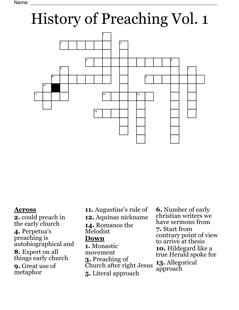 History of Preaching Vol. 1 Crossword