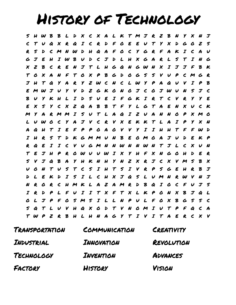 History of Technology Word Search