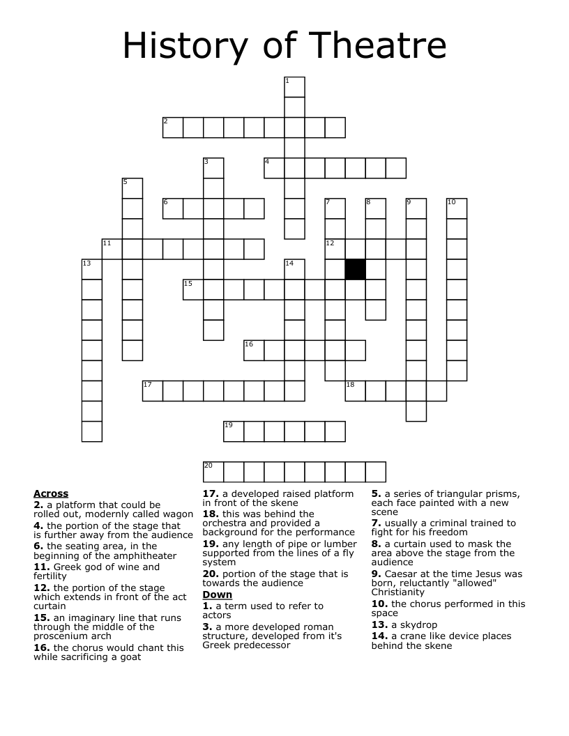 History of Theatre Crossword