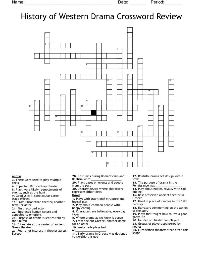 History of Western Drama Crossword Review