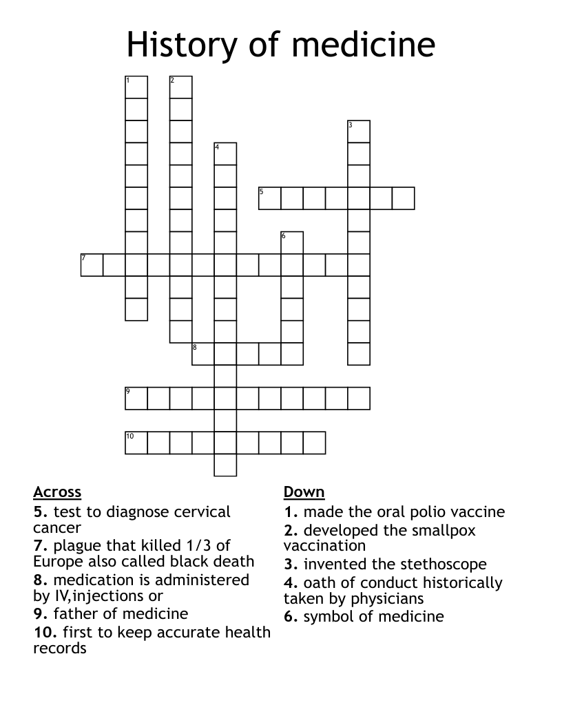 History of medicine Crossword