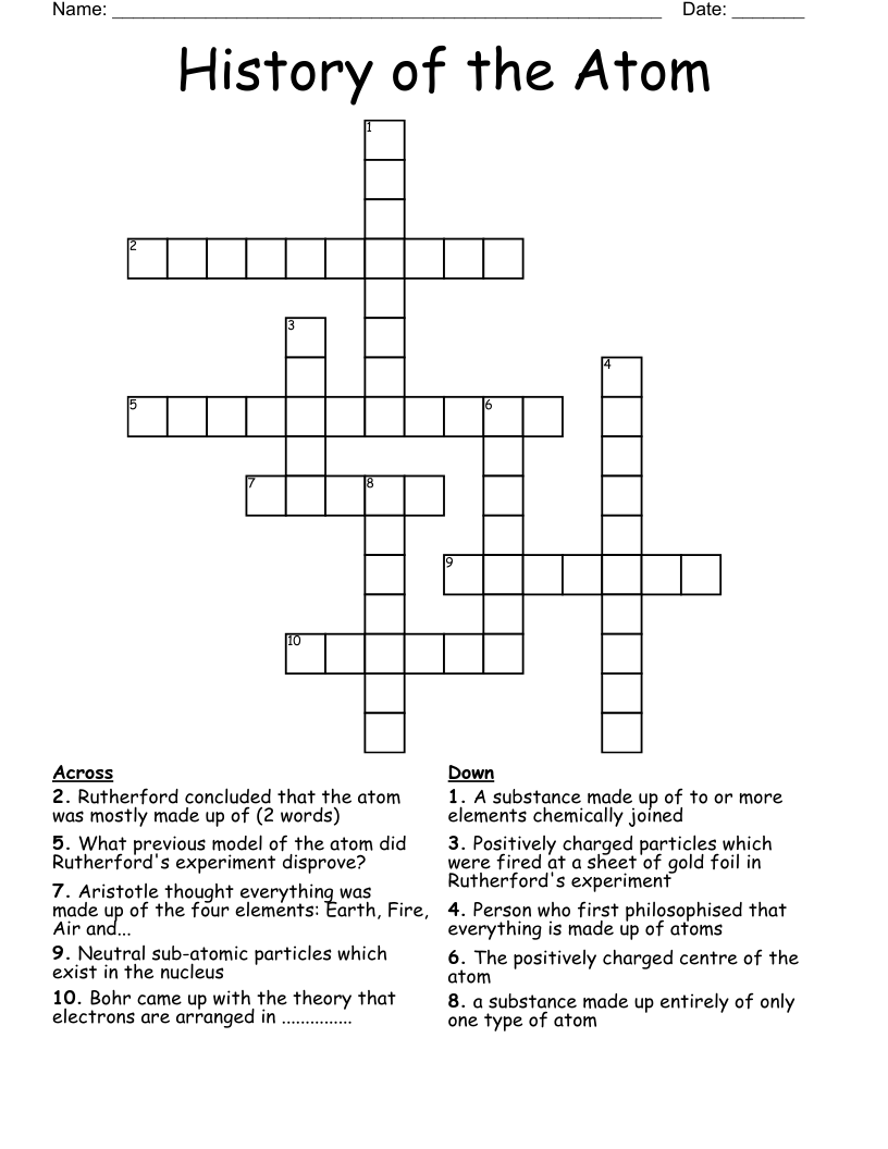 History of the Atom Crossword