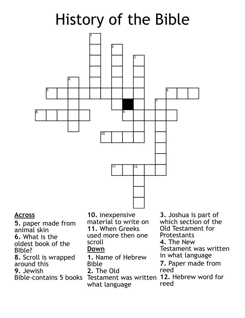History of the Bible Crossword