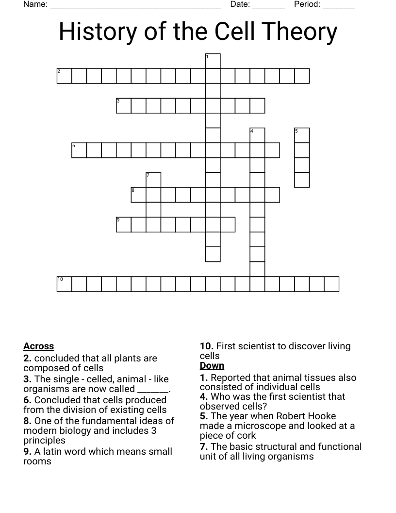 History of the Cell Theory Crossword