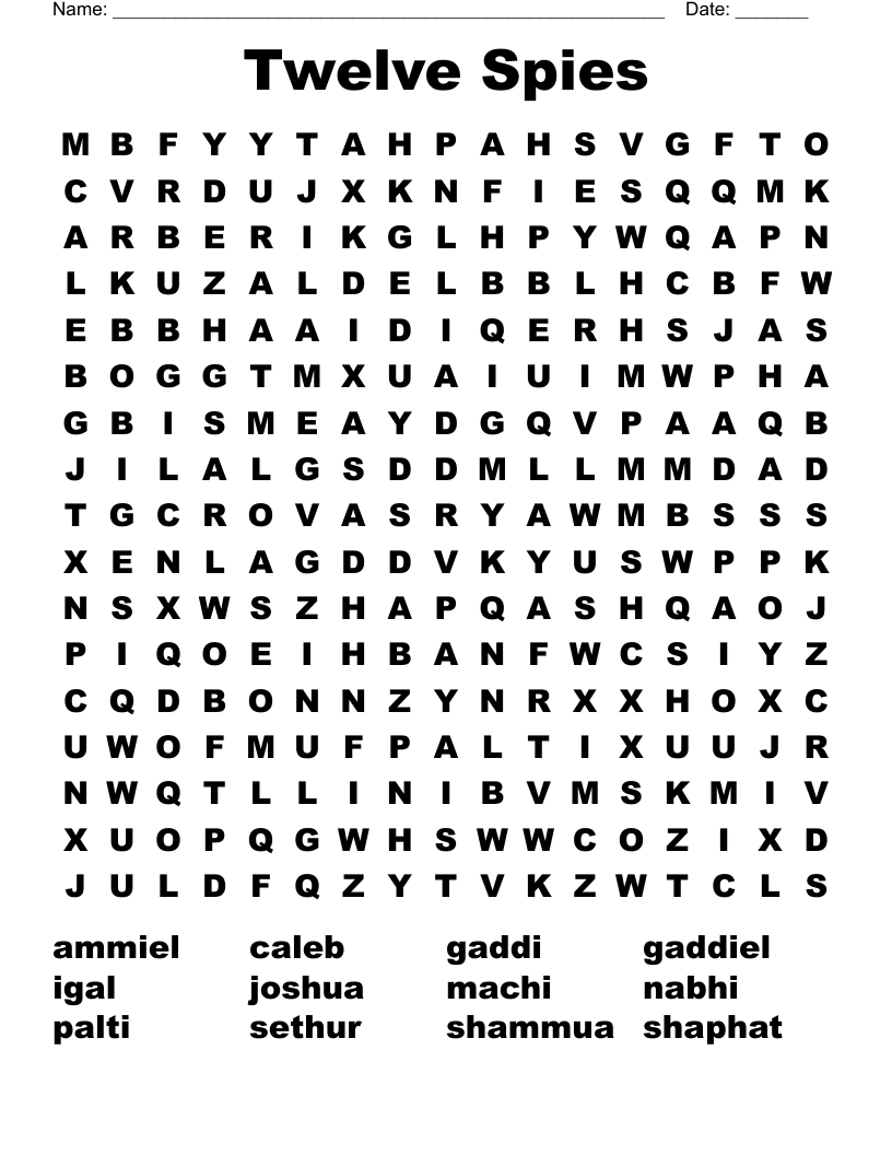 Twelve Spies Word Search