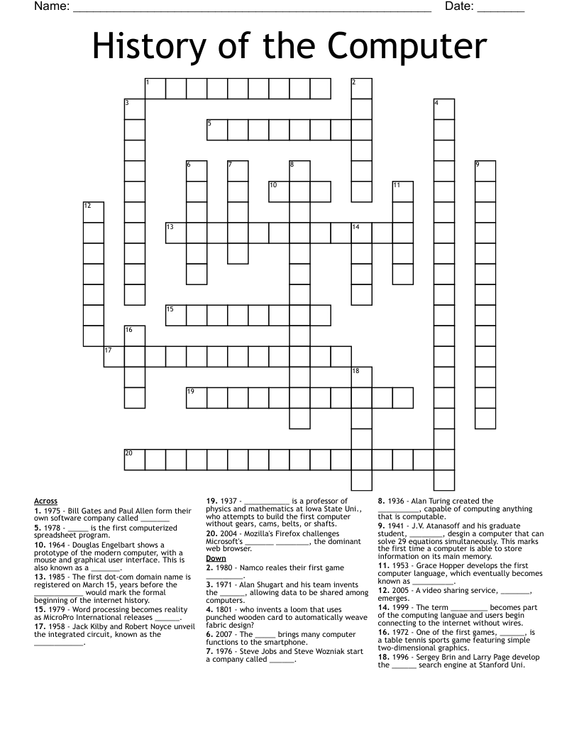 History of the Computer Crossword