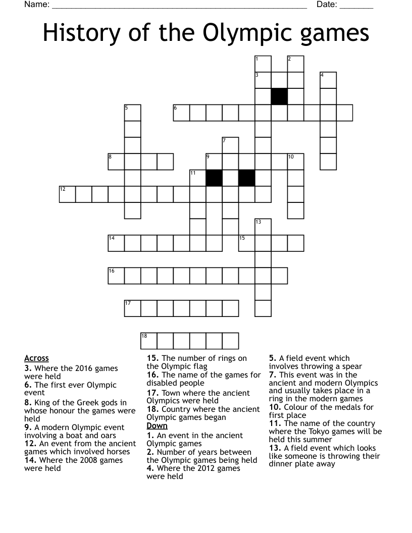 History of the Olympic games Crossword
