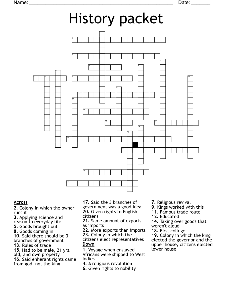 History packet Crossword