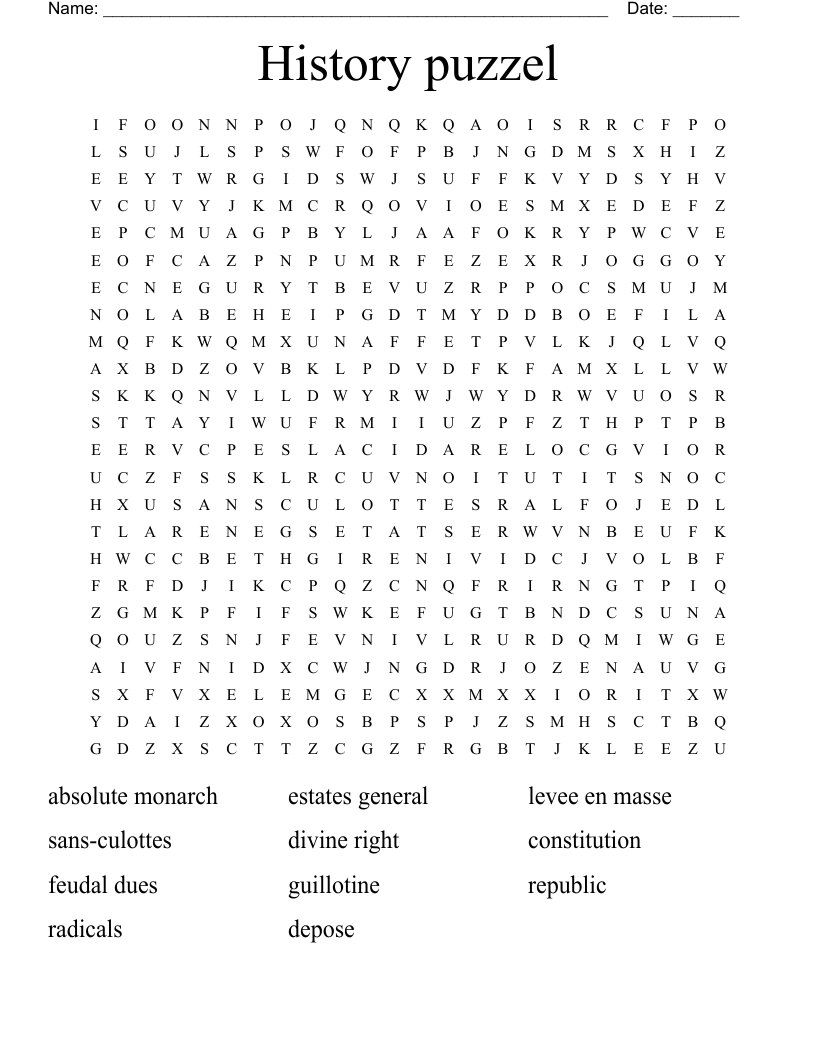 History puzzel Word Search