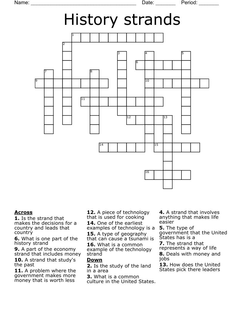 History strands Crossword