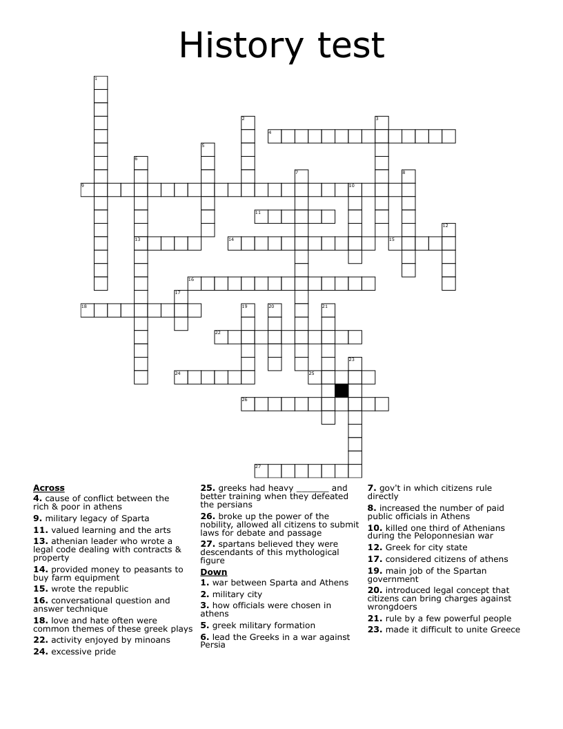 History test Crossword