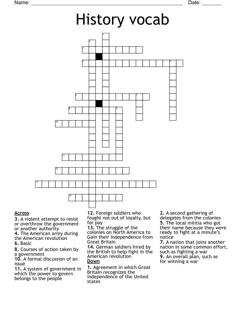 History vocab Crossword