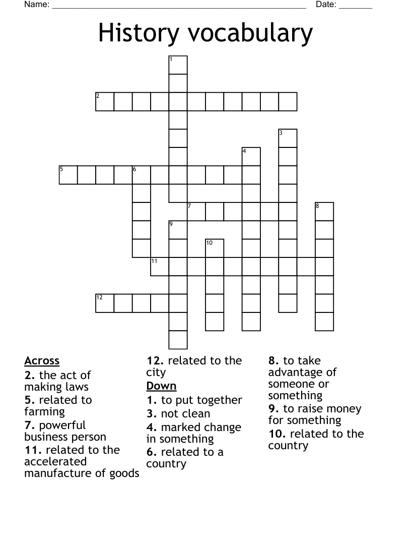 History vocabulary Crossword
