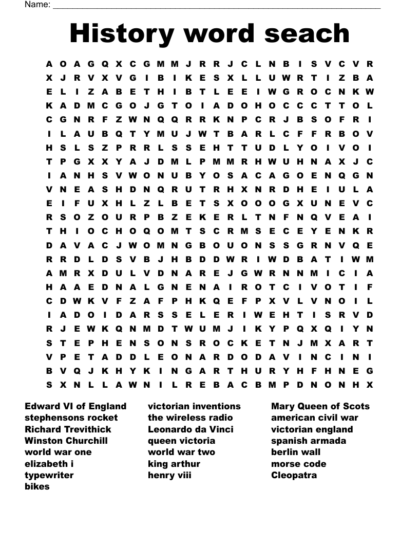 History word seach Word Search