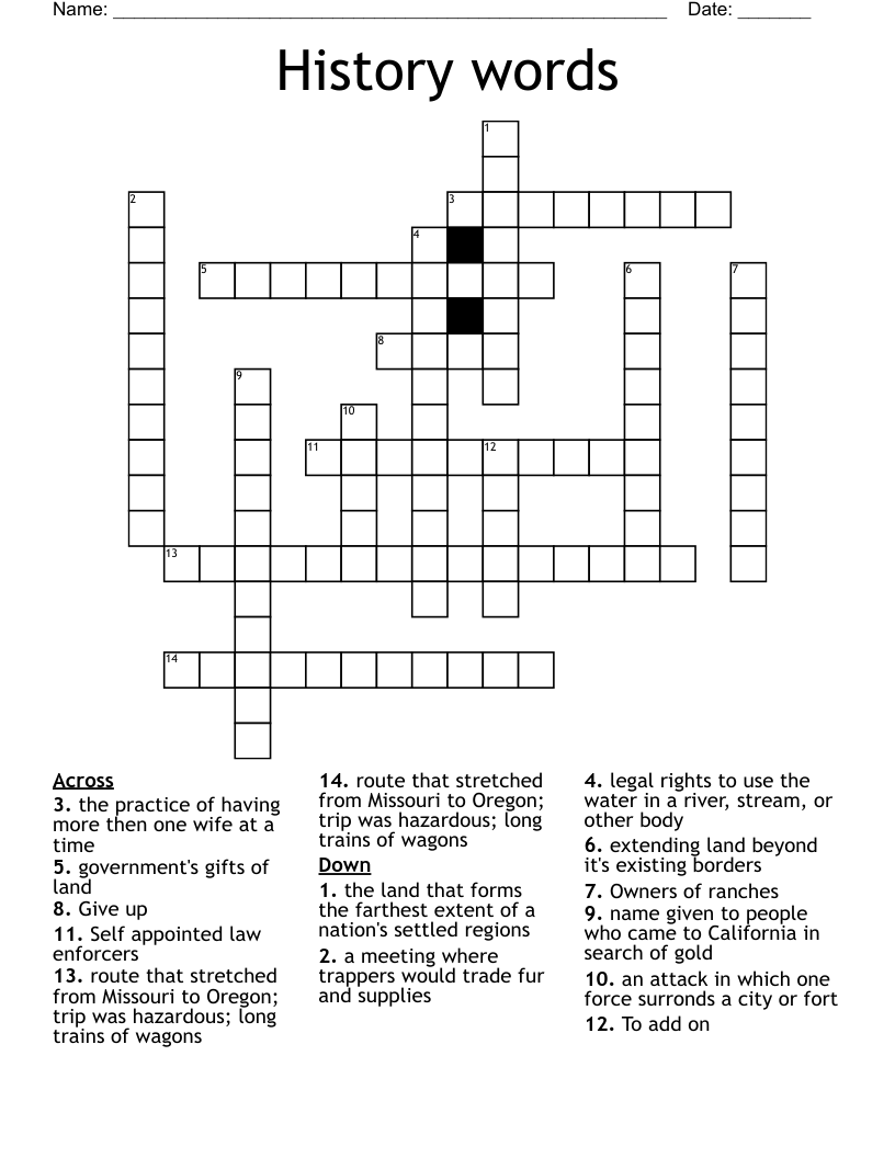 History words Crossword