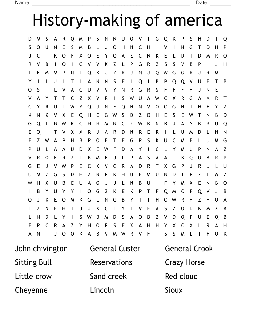 History-making of america Word Search